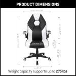 RS Gaming™ RGX Faux Leather High-Back Gaming Office Chair, Black/White, BIFMA Compliant