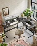 CubiCubi L Shaped Gaming Desk, 47 inch Corner Desk with Large Monitor Stand for Home Office Study Writing Workstation, Black