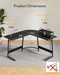 CubiCubi L Shaped Gaming Desk, 47 inch Corner Desk with Large Monitor Stand for Home Office Study Writing Workstation, Black