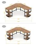 Teraves Modern L Shaped Desk with Shelves,64.84" Computer/Gaming Desk for Home Office,Corner Desk with Desktop (Teak+Black Frame, Large+4 Tier Shelves)