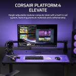 Corsair Platform:4 Elevate – 120cm x 76cm, Adjustable Height, Electric Standing Computer Home Office Gaming Desk, Memory Presets, Cable Management, USB Ports, Monitor Arm Included – Black