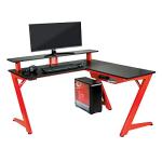 OSP Home Furnishings Avatar Battlestation L-Shape Gaming Desk, Matte Red