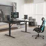 EUREKA ERGONOMIC Electric Standing Desk 190x110 cm U Shaped Gaming Desk Height Adjustable Large Studio Computer Desk with LED Convertible Monitor Shelves, Keyboard Tray