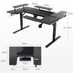 EUREKA ERGONOMIC Electric Standing Desk 190x110 cm U Shaped Gaming Desk Height Adjustable Large Studio Computer Desk with LED Convertible Monitor Shelves, Keyboard Tray
