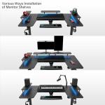EUREKA ERGONOMIC Electric Standing Desk 190x110 cm U Shaped Gaming Desk Height Adjustable Large Studio Computer Desk with LED Convertible Monitor Shelves, Keyboard Tray