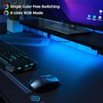 EUREKA ERGONOMIC Electric Standing Desk 190x110 cm U Shaped Gaming Desk Height Adjustable Large Studio Computer Desk with LED Convertible Monitor Shelves, Keyboard Tray