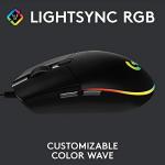 Logitech G203 Lightsync Gaming Mouse with Customizable RGB Lighting, 6 Programmable Buttons, Gaming Grade Sensor, 8 k dpi Tracking, Light Weight (Black)