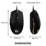 Logitech G203 Lightsync Gaming Mouse with Customizable RGB Lighting, 6 Programmable Buttons, Gaming Grade Sensor, 8 k dpi Tracking, Light Weight (Black)