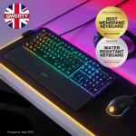SteelSeries Apex 3 - Gaming Keyboard - Silent Gaming Keyboard - 10-Zone RGB Illumination - IP32 Water & Dust Resistant - Premium Magnetic Wrist Rest - English QWERTY Layout , Black