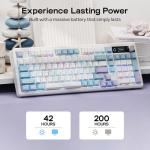 EPOMAKER TH99 PRO 96% Mechanical Keyboard with Screen & Knob, 10000mAh, 2.4Ghz/BT,Hot Swap,Custom Driver,RGB Backlit,PBT Keycap,Gasket,Wireless Gaming Keyboard for PC/Mac (White, Sea Salt Silent)
