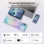 EPOMAKER TH99 PRO 96% Mechanical Keyboard with Screen & Knob, 10000mAh, 2.4Ghz/BT,Hot Swap,Custom Driver,RGB Backlit,PBT Keycap,Gasket,Wireless Gaming Keyboard for PC/Mac (White, Sea Salt Silent)