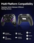 EasySMX Wireless Game Controller, D10 TMR Anti-Drift Joysticks Enhanced PC Controller,Dual-Mode Triggers,1000Hz,RGB,Mechanical,Bluetooth Gamepad for PC/Switch/Switch2/iOS/Android with Charging Dock