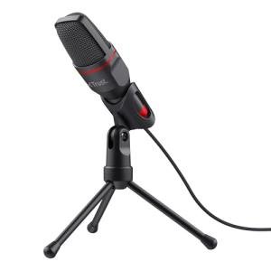 Trust Gaming GXT 212 Mico USB Microphone on Tripod for PC, PS4, PS5 and Laptop, Mic with 3.5 mm and USB Connection, 1.80 m Cable, for Streaming, Twitch and Youtube - Black