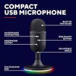 Trust Gaming GXT 236 Yami USB Condenser Streaming Microphone for Podcast, Twitch, Discord, ASMR, Youtube, Playstation 5, Gaming Mic with Cardioid Recording Pattern, Mute Button, RGB Light - Black