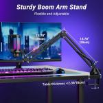 TONOR Gaming USB Microphone with Adjustable RGB Modes & Brightness, Condenser PC Mic with Boom Arm for Streaming Podcast Recording Studio Singing Youtube Compatiple with Computer/Laptop/Mac/PS4 TC310+