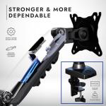 Invision Monitor Arm Desk Mount for 19-32 Inch Screens - VESA 75/100mm Desk Clamp Stand - Tool Free Height Adjustment with Tilt Swivel Rotate - Increased Load Capacity from 2-9kg MX200 Single Arm