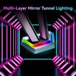 Humanex Dual Monitor Arm,Gaming Dual Monitor Stand with 20 Mode RGB LED Lights, Adjustable Monitors Mount for 17-38 Inch Screens with Cable Management, 2-16kg Capacity, 75/100 Vesa, Black