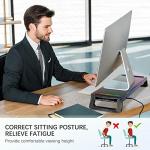 MOOJAY Monitor Stand for Desk RGB Gaming Lights with 4 USB 3.0 Hub, Foldable Computer Screen Riser with Storage Drawer and Phone Holder, Desk Organizer with Pen Tray for PC/Laptop/iMac - Black