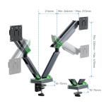 Humanex Dual Monitor Arm,Gaming Dual Monitor Stand with 20 Mode RGB LED Lights, Adjustable Monitors Mount for 17-38 Inch Screens with Cable Management, 2-16kg Capacity, 75/100 Vesa, Black