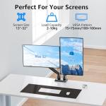 MOUNTUP Dual Monitor Arm Desk Mount for 13 to 32 Inch Screens, Monitor Arms for 2-10kg Computer Screens, Height Adjustable Stand with Tilt, Swivel, and Rotation,VESA 75 & 100 mm, EU8014B