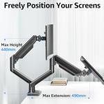 MOUNTUP Dual Monitor Arm Desk Mount for 13 to 32 Inch Screens, Monitor Arms for 2-10kg Computer Screens, Height Adjustable Stand with Tilt, Swivel, and Rotation,VESA 75 & 100 mm, EU8014B