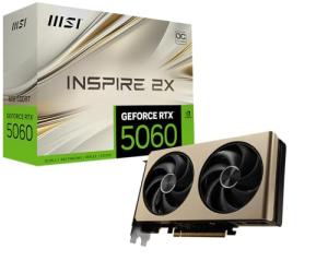 MSI GeForce RTX 5060 8G INSPIRE 2X OC Graphics Card - RTX 5060 GPU, 8GB GDDR7 (28Gbps/128-bit), PCIe 5.0 - DUAL-Fan Thermal Design (2 x STORMFORCE FAN) - HDMI 2.1b, DisplayPort 2.1b
