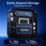 NiPoGi Pinova P1 Mini PC Windows 11 Pro,Mini PC AMD Ryzen 4300U(Up to 3.7 GHz,Βeats N150/N97),16GB RAM 512GB M.2 SSD Mini Computer,Triple 4K@60Hz Display/USB 3.2/Type-C/HDMI/WiFi/BT for Life