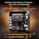 GEEKOM [Unleash AI Power A9 Max Mini PC Windows 11 Pro, with AMD Ryzen AI 9 HX 370, 32GB DDR5 RAM(Up to 128GB, Not LPDDR)+2TB NVMe SSD(Up to 4TB), 4K@120Hz Quad Display/Dual USB4 for Gaming/Creator