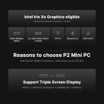 BOSGAME P2 Pro Mini Gaming PC 12th Intel i9-12900H (14C/20T, up to 5.0GHz), 32GB DDR5 1TB PCIe 4.0 SSD Mini Computers with HDMI+DP+Thunderbolt 4 Support Wi-Fi6 BT5.2, Dual 2.5G LAN Mini PC