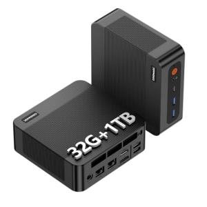 origimagic AMD Ryzen 9 6900HX Mini Gaming PC (Up to 4.9GHz), 32GB DDR5 RAM, 1TB PCIe 4.0 SSD Mini PC, W11 Pro, WiFi 6E & BT5.2, Dual LAN, 4K Triple Display Support