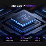 BOSGAME P2 Plus Mini PC Intel i7 12700H(14C/20T, up to 4.7GHz), 32GB DDR5 512GB m.2 NVMe SSD Mini Gaming PC, Supports Triple display, Dual 2.5G LAN, Thunderbolt 4.0, WiFi 6/BT5.2