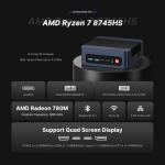 BOSGAME Gaming Mini PC M4, AMD Ryzen 7 8745HS Mini Computers, Radeon 780M Graphics, 32GB Dual Channel DDR5,1TB PCIe4.0 NVMe SSD, Oculink, Support Quad Display