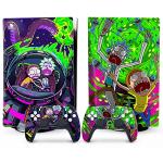 Toxxos PS5 Skin Disc Edition Anime Console and Controller Vinyl Cover Skins Wraps for Playstation 5 Disc Version CD-ROM Version Purple and Green