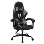 T-THREE.Ergonomic high-back gaming, computer, office, study, swivel, and racing-style chair with adjustable lumbar and headrest support, 150kg weight capacity, ideal for home office(Gray)