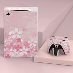 playvital Cherry Blossoms Petals Full Set Skin Decal for ps5 Console Disc Edition,Sticker Vinyl Decal Cover for ps5 Controller & Charging Station & Headset & Media Remote