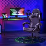 T-THREE.Ergonomic high-back gaming, computer, office, study, swivel, and racing-style chair with adjustable lumbar and headrest support, 150kg weight capacity, ideal for home office(Gray)