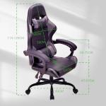 T-THREE.Ergonomic high-back gaming, computer, office, study, swivel, and racing-style chair with adjustable lumbar and headrest support, 150kg weight capacity, ideal for home office(Gray)