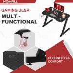 Homall Gaming Desk 80 x 52 cm PC Computer Desk Z Shaped Computer Table PC Gaming Table Gamer Desk for Home Office, Desk with Headphone Hook, Black