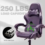 T-THREE.Ergonomic high-back gaming, computer, office, study, swivel, and racing-style chair with adjustable lumbar and headrest support, 150kg weight capacity, ideal for home office(Gray)