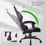 T-THREE.Ergonomic high-back gaming, computer, office, study, swivel, and racing-style chair with adjustable lumbar and headrest support, 150kg weight capacity, ideal for home office(Gray)