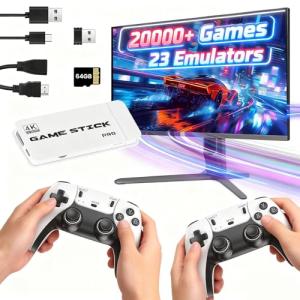 KANYUNCD 2025 Retro Games Console,4K HDMI Game Consoles with 20,000+Classic Video Games,23 Emulators,Plug and Play,Dual 2.4G Wireless Controllers(64G)