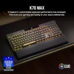 CORSAIR K70 MAX RGB Magnetic Mechanical Wired Gaming Keyboard – MGX Adjustable Switches, Simultaneous SOCD and Rapid Trigger, PBT Double-Shot Keycaps, Sound Dampening, 8000Hz Polling, QWERTY UK, Black