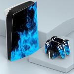 playvital Blue Flame Full Set Skin Decal for ps5 Console Digital Edition, Sticker Vinyl Decal Cover for ps5 Controller & Charging Station & Headset & Media Remote