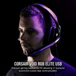 Corsair VOID ELITE RGB USB Gaming Headset (7.1 Surround Sound, Optimised Omnidirection Microphone, Customisable RGB Lighting, Microfibre Mesh Fabric Earpads, Aluminium Construction) - Black