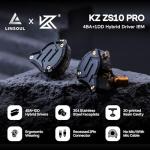 Linsoul KZ ZS10 Pro, 4BA+1DD 5 Driver in Ear Monitor, HiFi Wired Earbuds, Gaming Earbuds, Hybrid IEM Earphones with Stainless Steel Faceplate, Recessed 2 Pin Detachable Cable(With Mic, Dark Black)