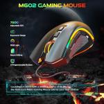Redragon M602 Gaming Mouse, Ergonomic RGB Gaming Mouse Wired with 9 Programmable Buttons, 7200 DPI Adjustable, 7 Backlit Modes, Professional Optical Gamer Mouse for Gamer Office, Black