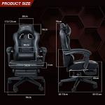 Fullwatt Racing Gaming Chair for adults with Footrest and Massage Lumbar Pillow, Swivel Height Adjustable Reclining PU Leather Video Game Chair, E-Sports Gaming Chair Big and Tall(Black)