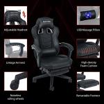 Fullwatt Racing Gaming Chair for adults with Footrest and Massage Lumbar Pillow, Swivel Height Adjustable Reclining PU Leather Video Game Chair, E-Sports Gaming Chair Big and Tall(Black)