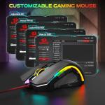 Redragon M602 Gaming Mouse, Ergonomic RGB Gaming Mouse Wired with 9 Programmable Buttons, 7200 DPI Adjustable, 7 Backlit Modes, Professional Optical Gamer Mouse for Gamer Office, Black