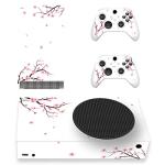 playvital Custom Vinyl Skins for Xbox Series S, Wrap Decal Cover Stickers for Xbox Series S Console Controller - Falling Cherry Blossom